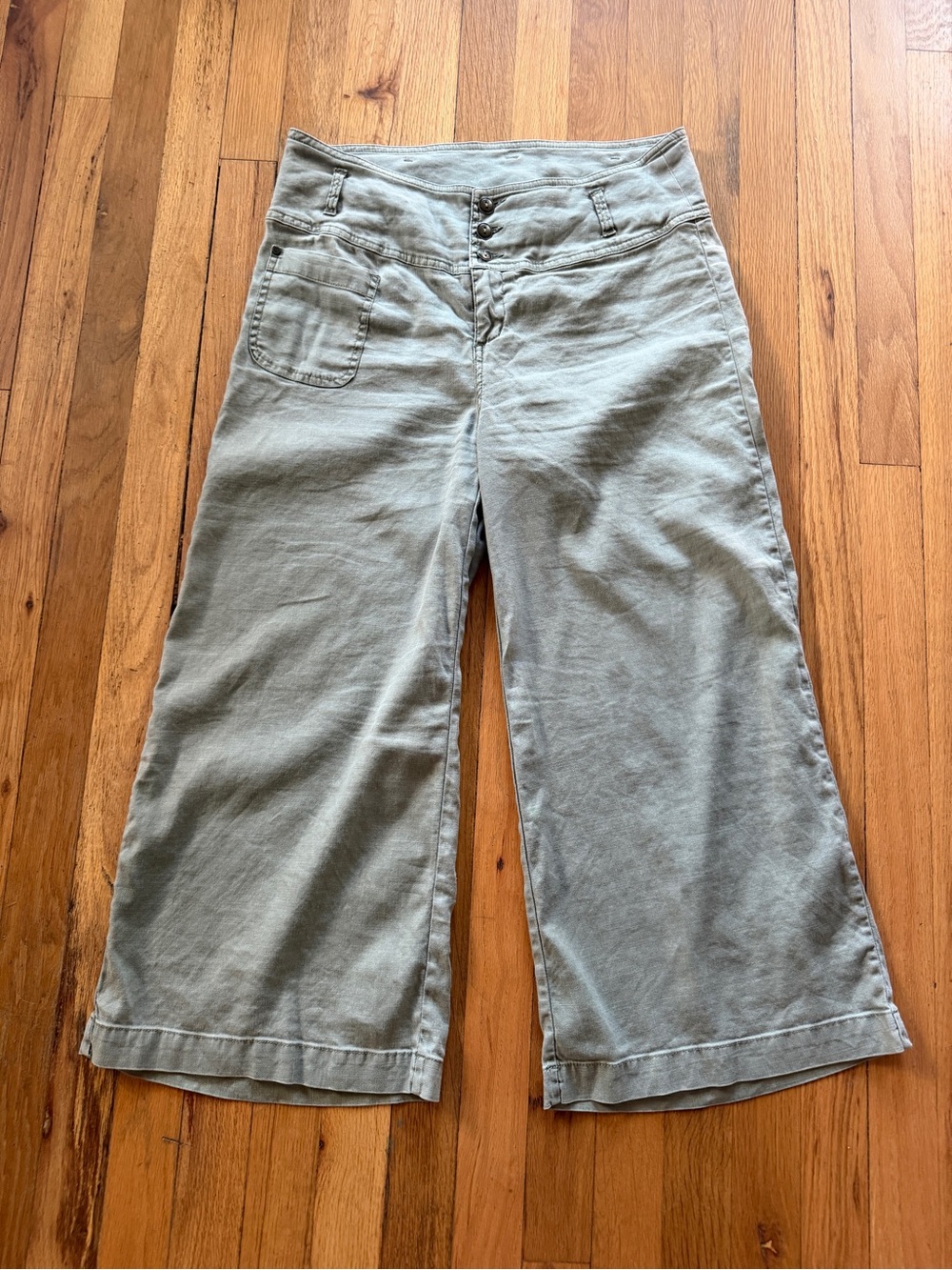 Sundance wide leg green linen blend pants